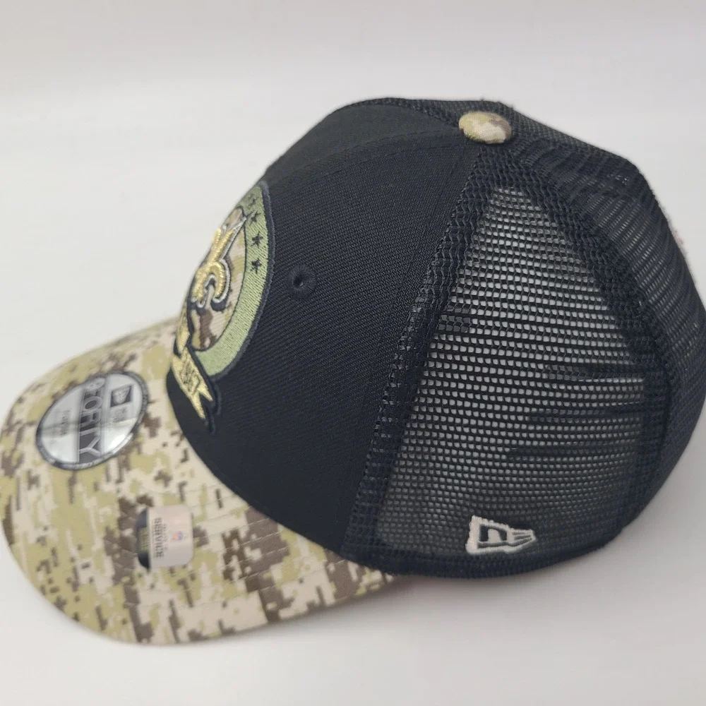 Youth New Orleans Saints Hat Snapback Trucker Mesh New Era 9Forty Black Camo NFL